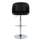 Fran Adjustable Barstool - Set of 2 - Chrome Metal, Black PU