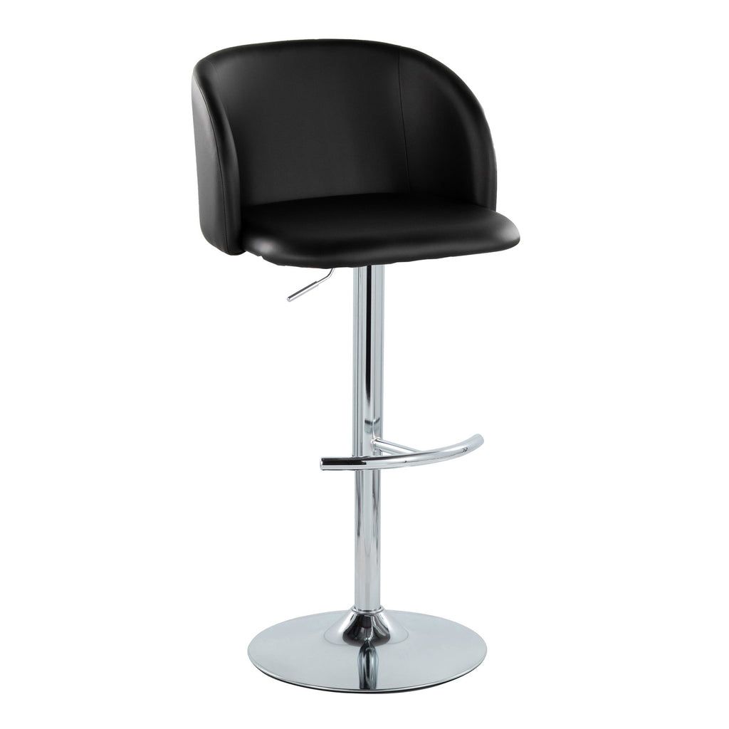 Fran Adjustable Barstool - Set of 2 - Chrome Metal, Black PU