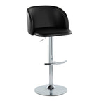 Fran Adjustable Barstool - Set of 2 - Chrome Metal, Black PU