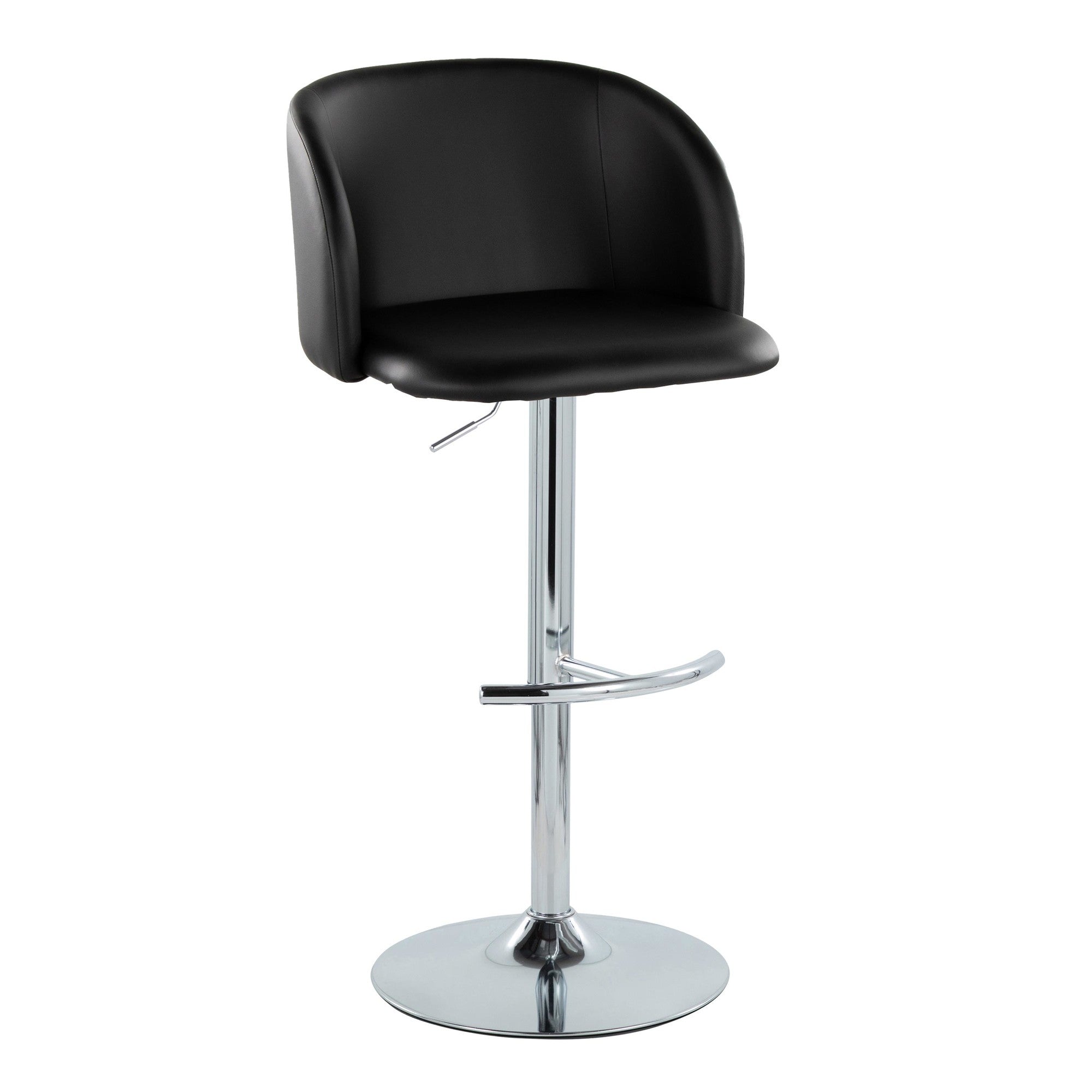 Fran Adjustable Barstool - Set of 2 - Chrome Metal, Black PU