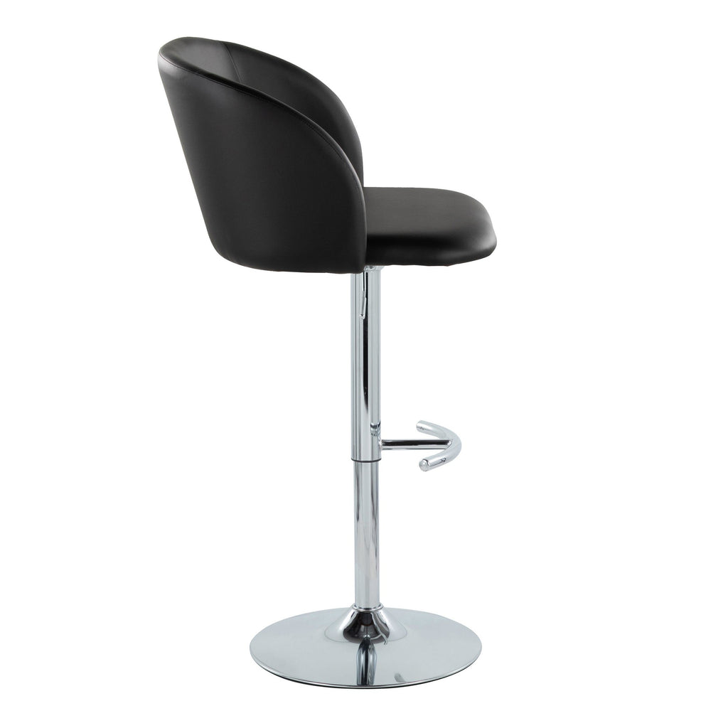 Fran Adjustable Barstool - Set of 2 - Chrome Metal, Black PU