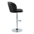 Fran Adjustable Barstool - Set of 2 - Chrome Metal, Black PU