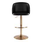 Fran Adjustable Barstool - Set of 2 - Gold Metal, Black PU