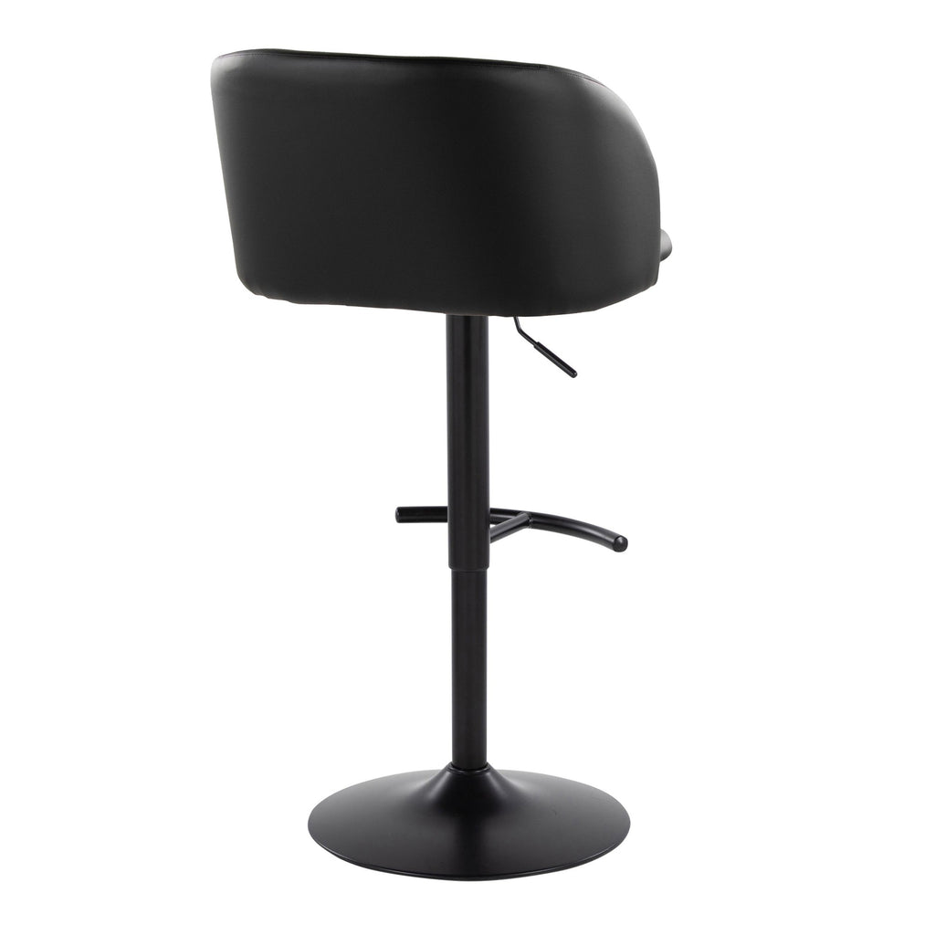 Fran Adjustable Barstool - Set of 2 - Black Metal, Black PU