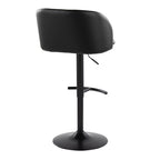 Fran Adjustable Barstool - Set of 2 - Black Metal, Black PU