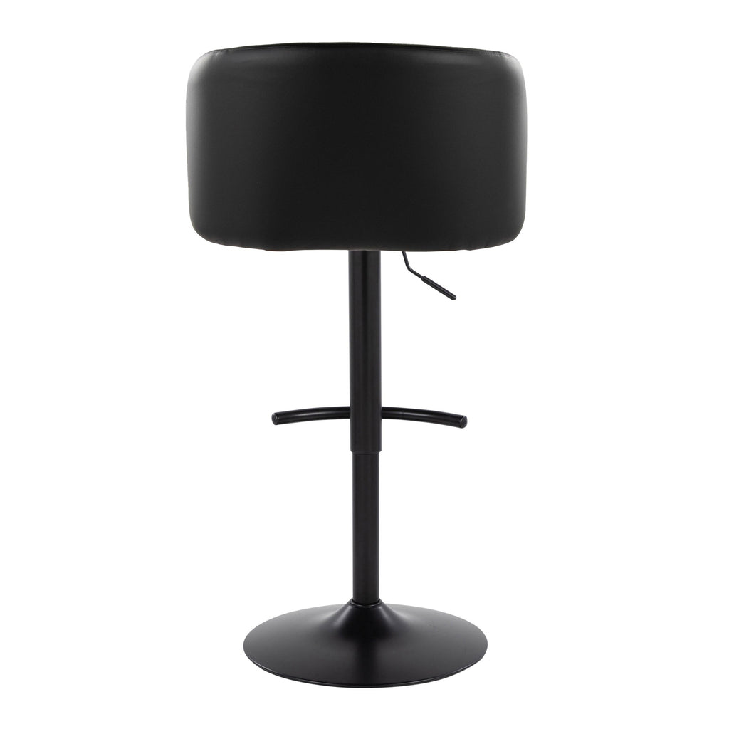 Fran Adjustable Barstool - Set of 2 - Black Metal, Black PU