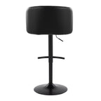 Fran Adjustable Barstool - Set of 2 - Black Metal, Black PU