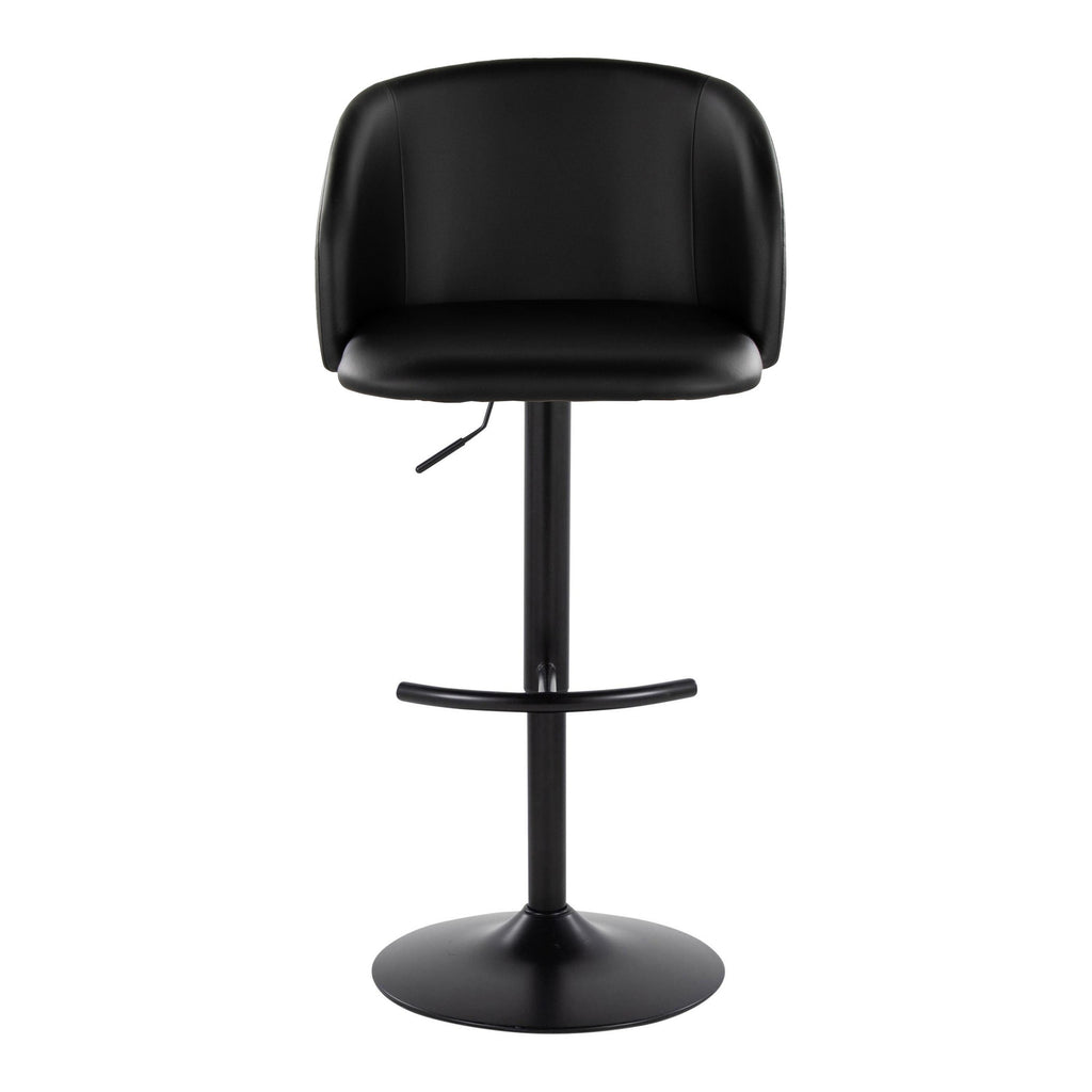Fran Adjustable Barstool - Set of 2 - Black Metal, Black PU