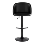 Fran Adjustable Barstool - Set of 2 - Black Metal, Black PU