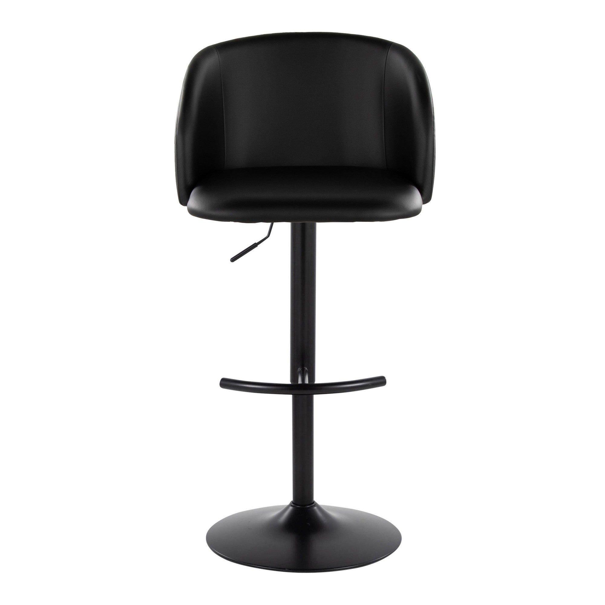 Fran Adjustable Barstool - Set of 2 - Black Metal, Black PU
