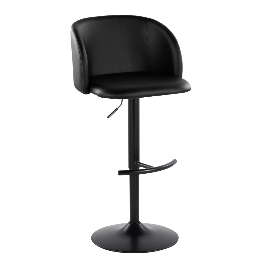 Fran Adjustable Barstool - Set of 2 - Black Metal, Black PU