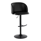 Fran Adjustable Barstool - Set of 2 - Black Metal, Black PU