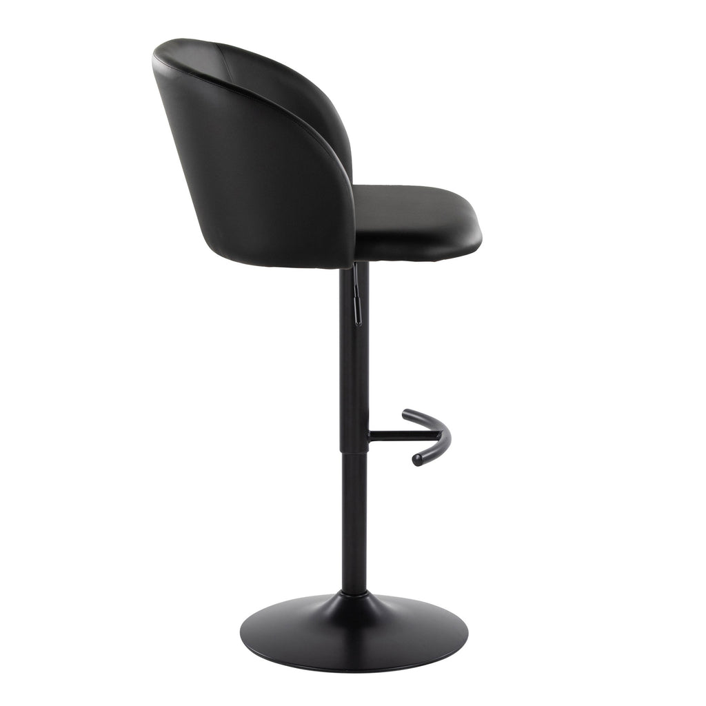 Fran Adjustable Barstool - Set of 2 - Black Metal, Black PU