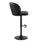 Fran Adjustable Barstool - Set of 2 - Black Metal, Black PU