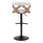 Gardenia Adjustable Barstool - Set of 2 - Whitewashed Wood, Black Metal, Cream Fabric