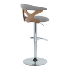 Gardenia Adjustable Barstool - Set of 2 - Chrome Metal, Whitewashed Wood, Oat Fabric