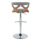 Gardenia Adjustable Barstool - Set of 2 - Chrome Metal, Whitewashed Wood, Oat Fabric