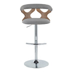 Gardenia Adjustable Barstool - Set of 2 - Chrome Metal, Whitewashed Wood, Oat Fabric