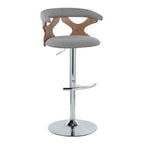 Gardenia Adjustable Barstool - Set of 2 - Chrome Metal, Whitewashed Wood, Oat Fabric