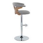 Gardenia Adjustable Barstool - Set of 2 - Chrome Metal, Whitewashed Wood, Oat Fabric