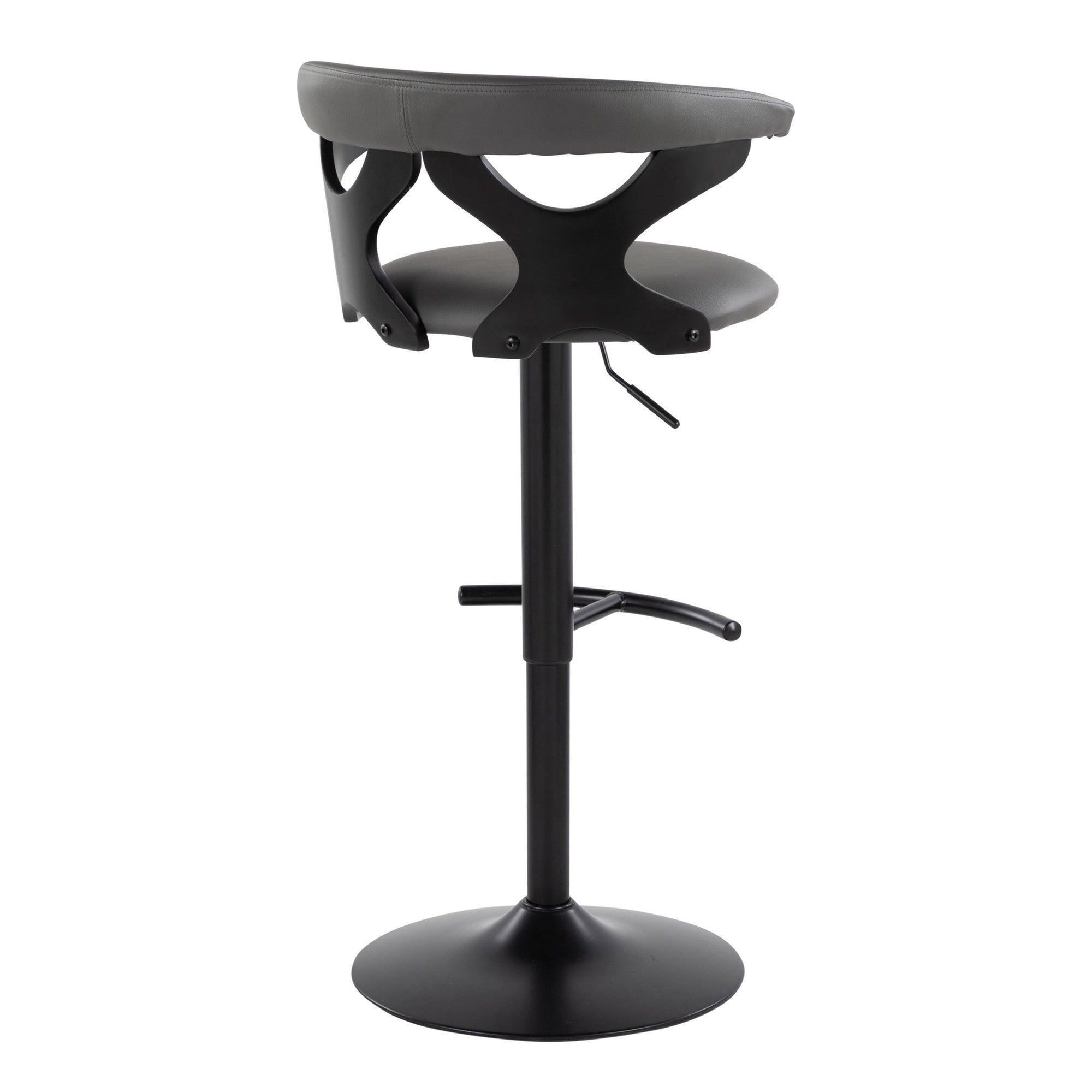 Gardenia Adjustable Barstool - Set of 2 - Black Wood, Black Metal, Grey PU