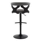 Gardenia Adjustable Barstool - Set of 2 - Black Wood, Black Metal, Grey PU