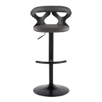 Gardenia Adjustable Barstool - Set of 2 - Black Wood, Black Metal, Grey PU