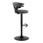Gardenia Adjustable Barstool - Set of 2 - Black Wood, Black Metal, Grey PU