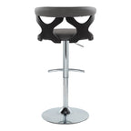 Gardenia Adjustable Barstool - Set of 2 - Black Wood, Chrome Metal, Grey PU