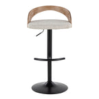 Grotto Adjustable Barstool - Black Metal, Whitewashed Wood, Oat Fabric