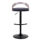 Grotto Adjustable Barstool - Black Metal, Light Grey Wood, Black PU