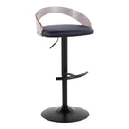 Grotto Adjustable Barstool - Set of 3 - Black Metal, Light Grey Wood, Black PU