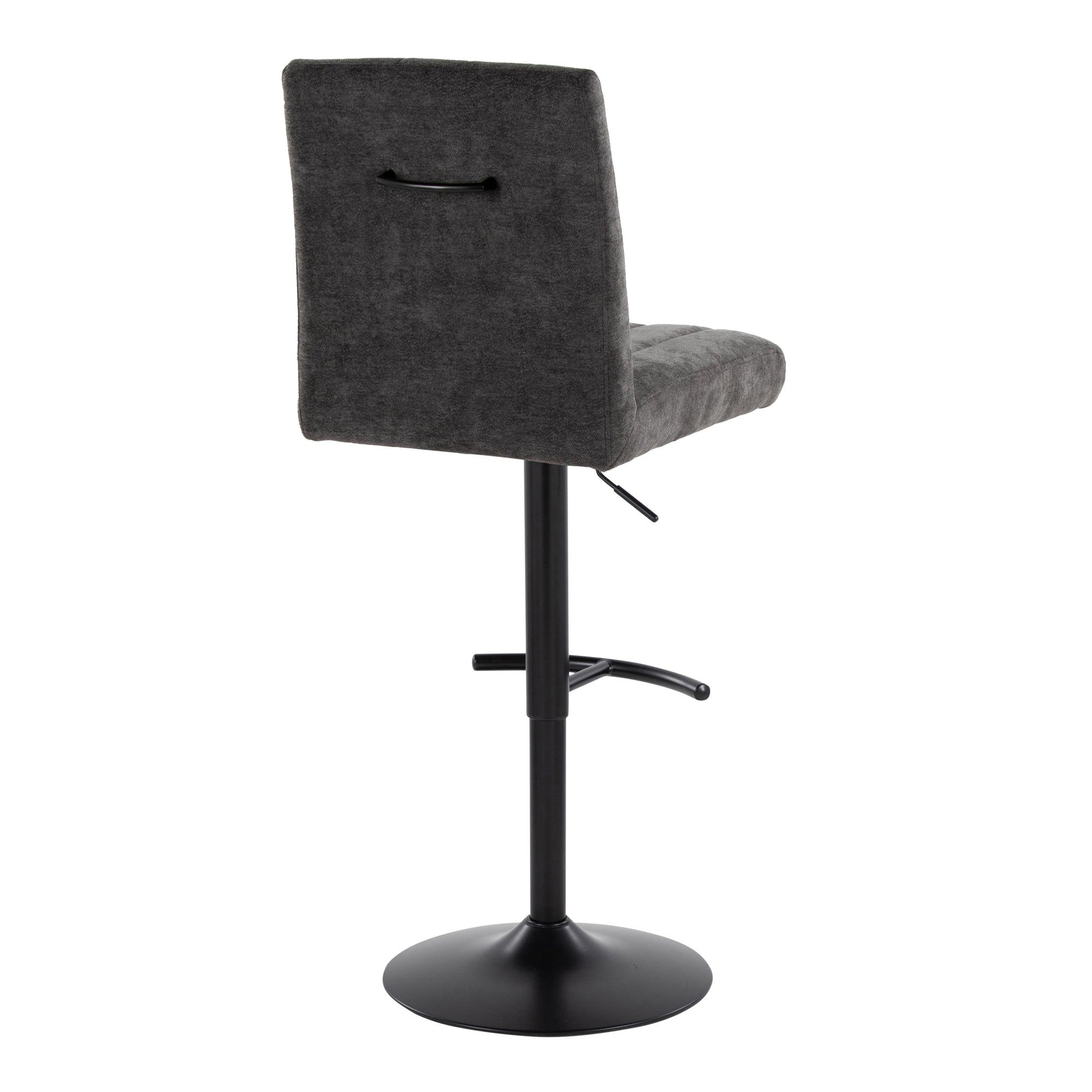 Hank Adjustable Barstool - Set of 2 - Black Metal, Black Fabric