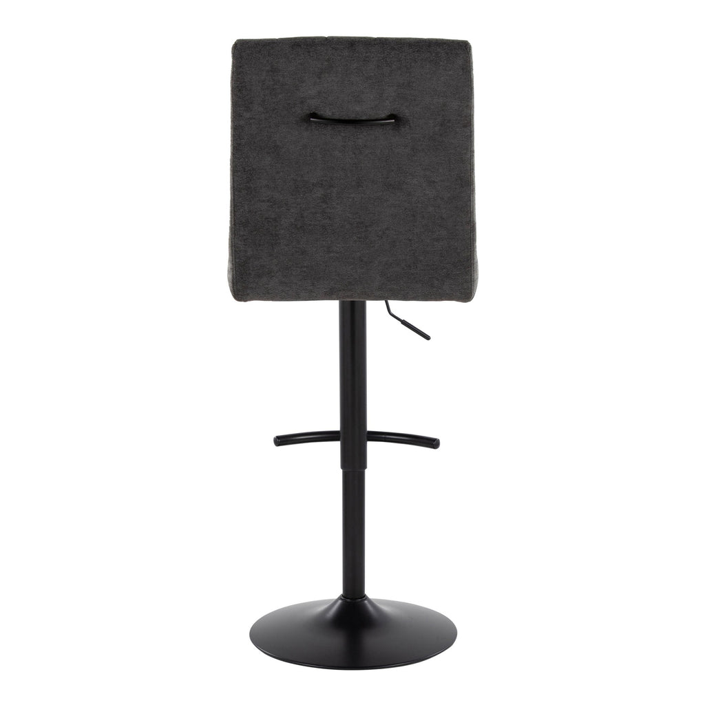 Hank Adjustable Barstool - Set of 2 - Black Metal, Black Fabric