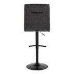 Hank Adjustable Barstool - Set of 2 - Black Metal, Black Fabric