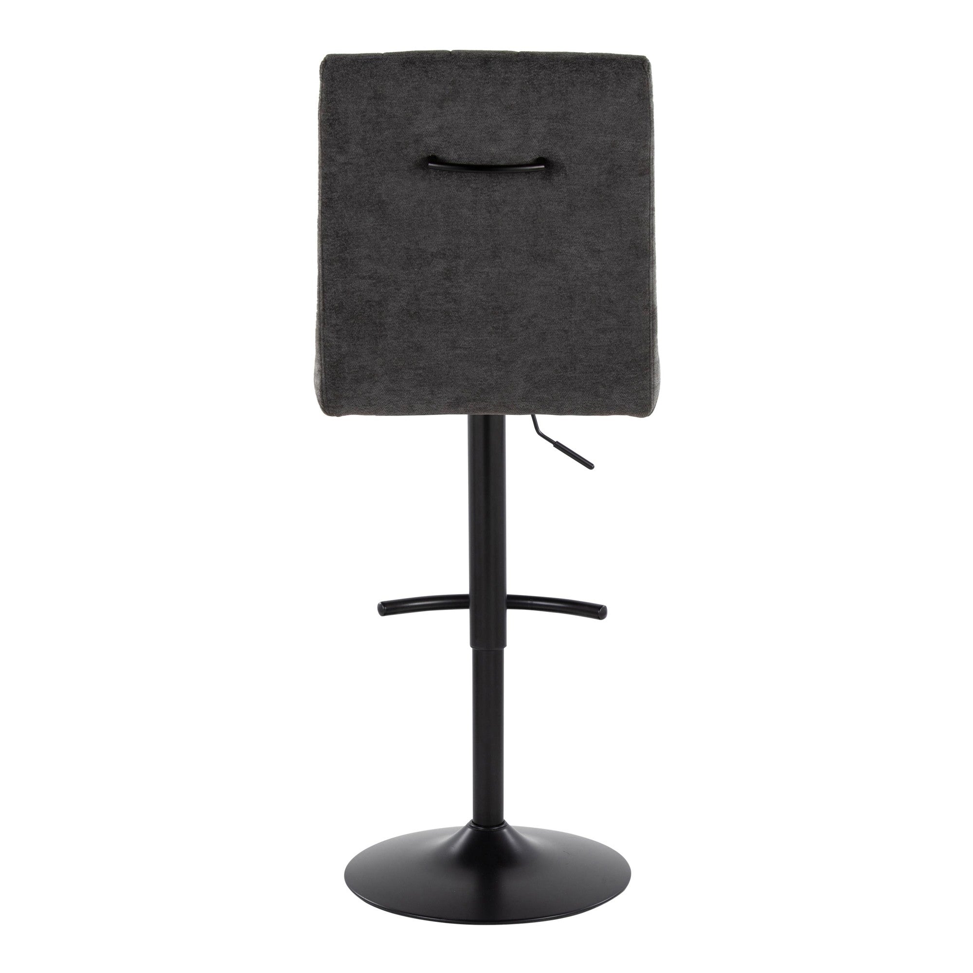 Hank Adjustable Barstool - Set of 2 - Black Metal, Black Fabric