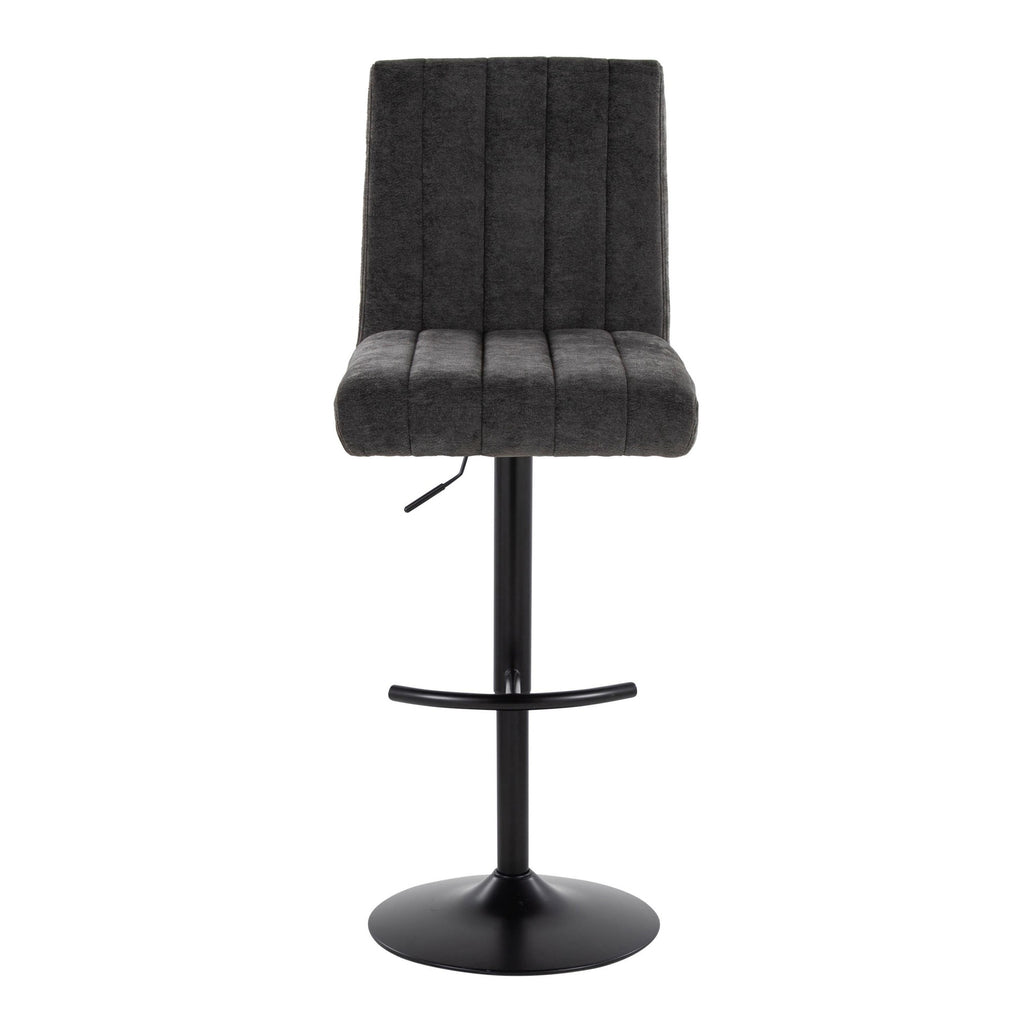 Hank Adjustable Barstool - Set of 2 - Black Metal, Black Fabric