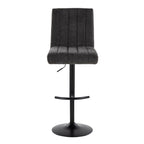 Hank Adjustable Barstool - Set of 2 - Black Metal, Black Fabric