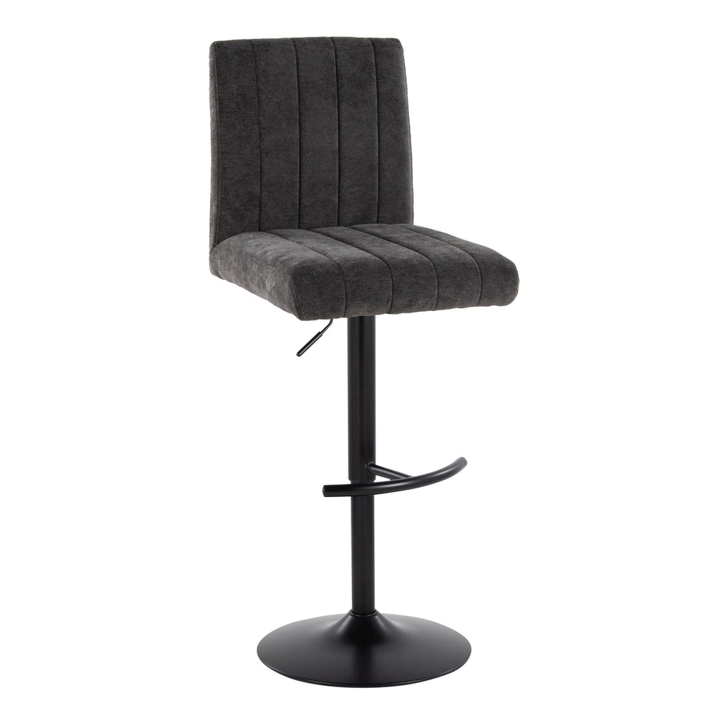 Hank Adjustable Barstool - Set of 2 - Black Metal, Black Fabric