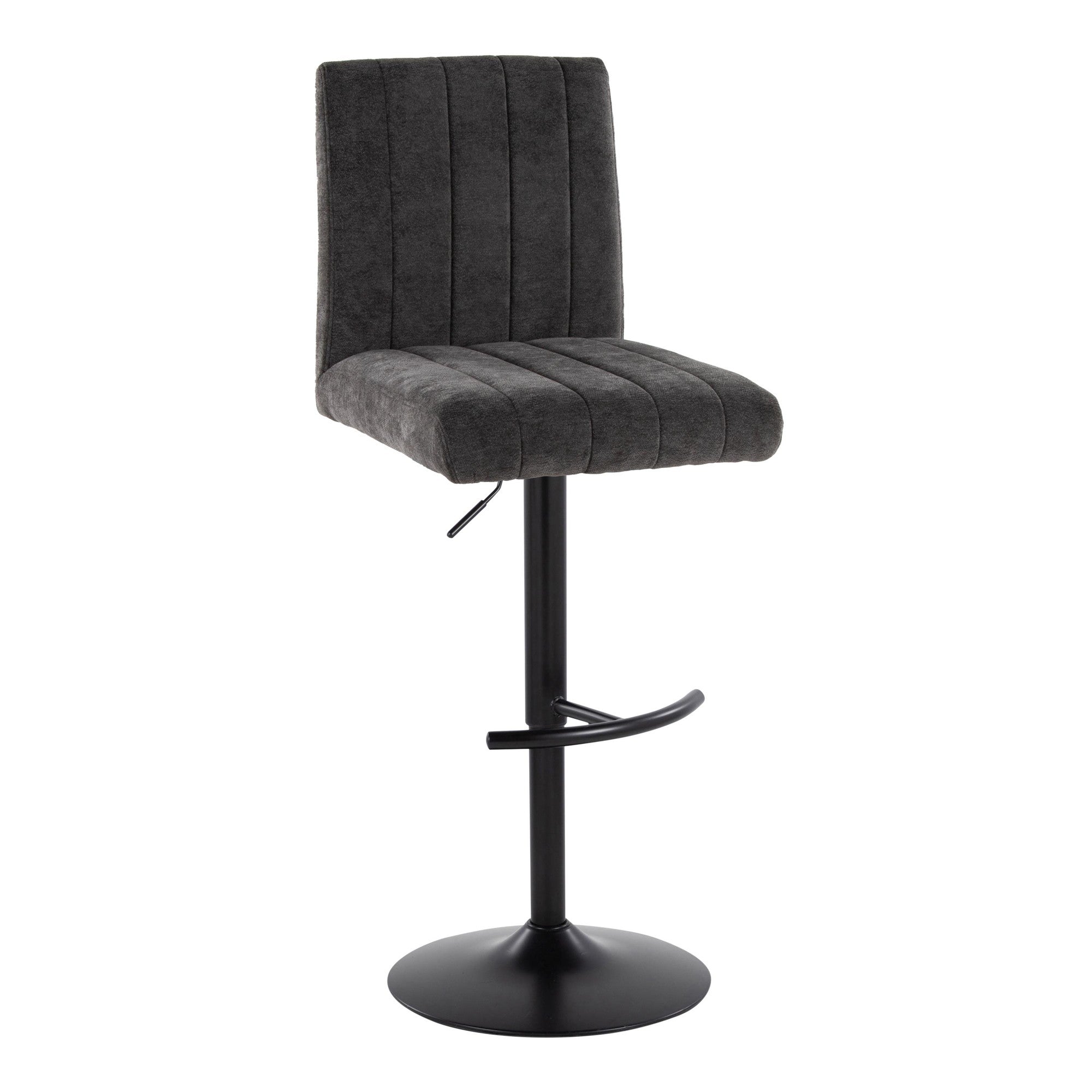 Hank Adjustable Barstool - Set of 2 - Black Metal, Black Fabric