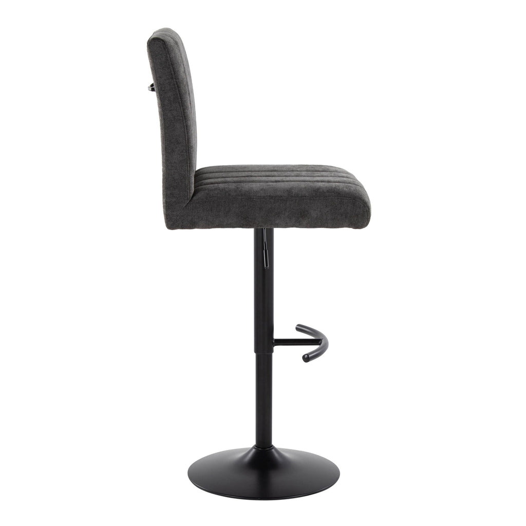 Hank Adjustable Barstool - Set of 2 - Black Metal, Black Fabric