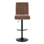 Hank Adjustable Barstool - Set of 2 - Black Metal, Brown Fabric