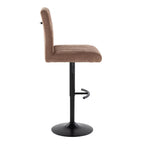 Hank Adjustable Barstool - Set of 2 - Black Metal, Brown Fabric