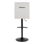 Hank Adjustable Barstool - Set of 2 - Black Metal, Light Grey Fabric