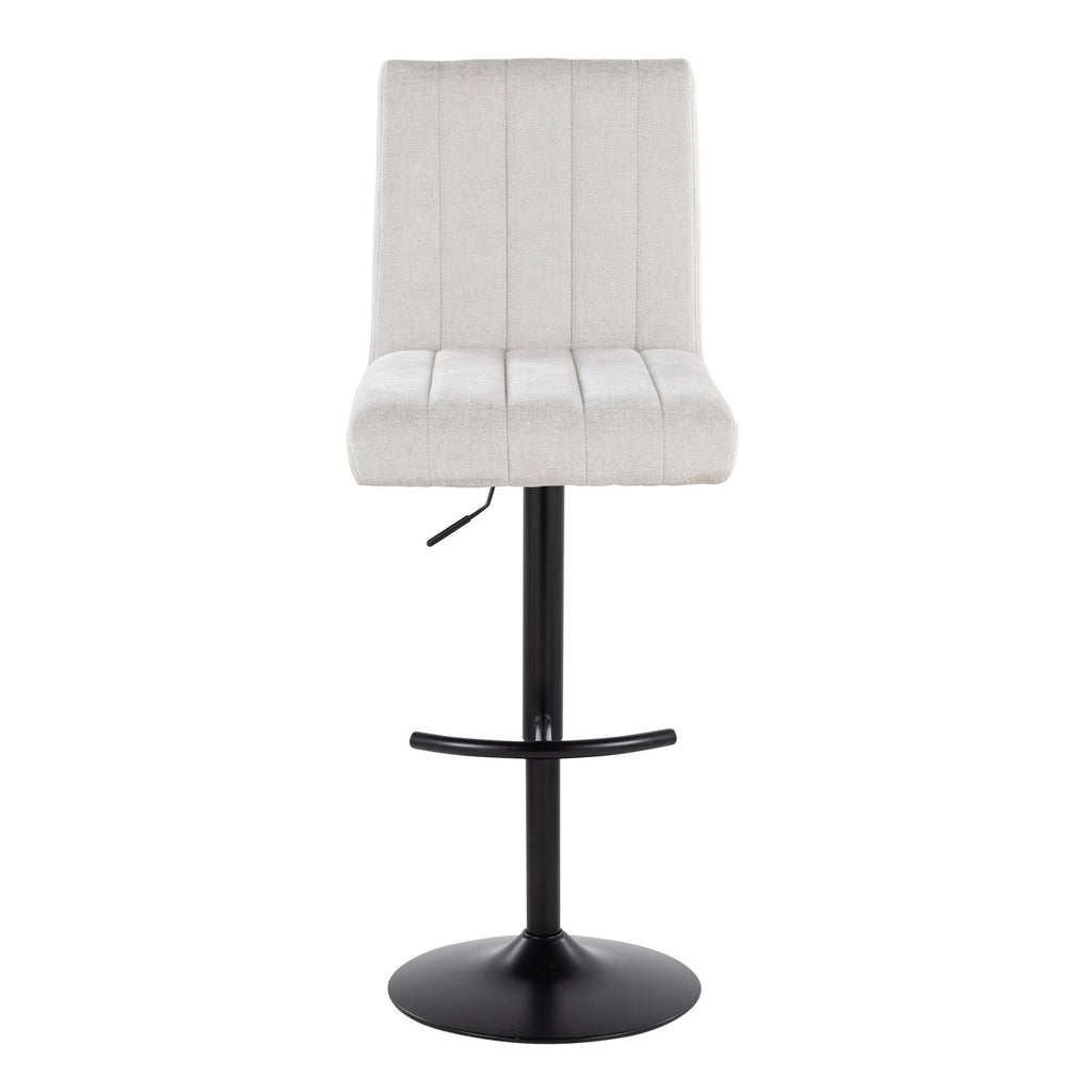 Hank Adjustable Barstool - Set of 2 - Black Metal, Light Grey Fabric