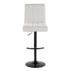 Hank Adjustable Barstool - Set of 2 - Black Metal, Light Grey Fabric