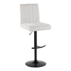 Hank Adjustable Barstool - Set of 2 - Black Metal, Light Grey Fabric