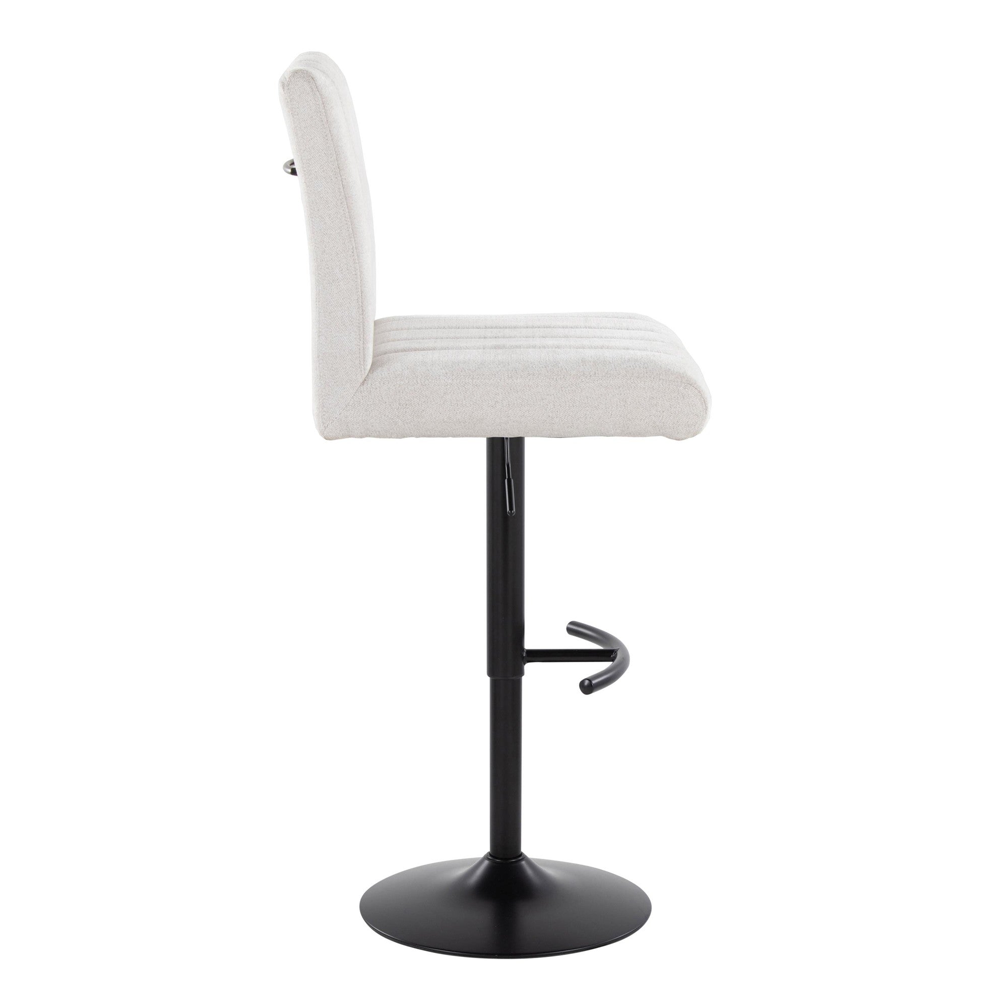 Hank Adjustable Barstool - Set of 2 - Black Metal, Light Grey Fabric
