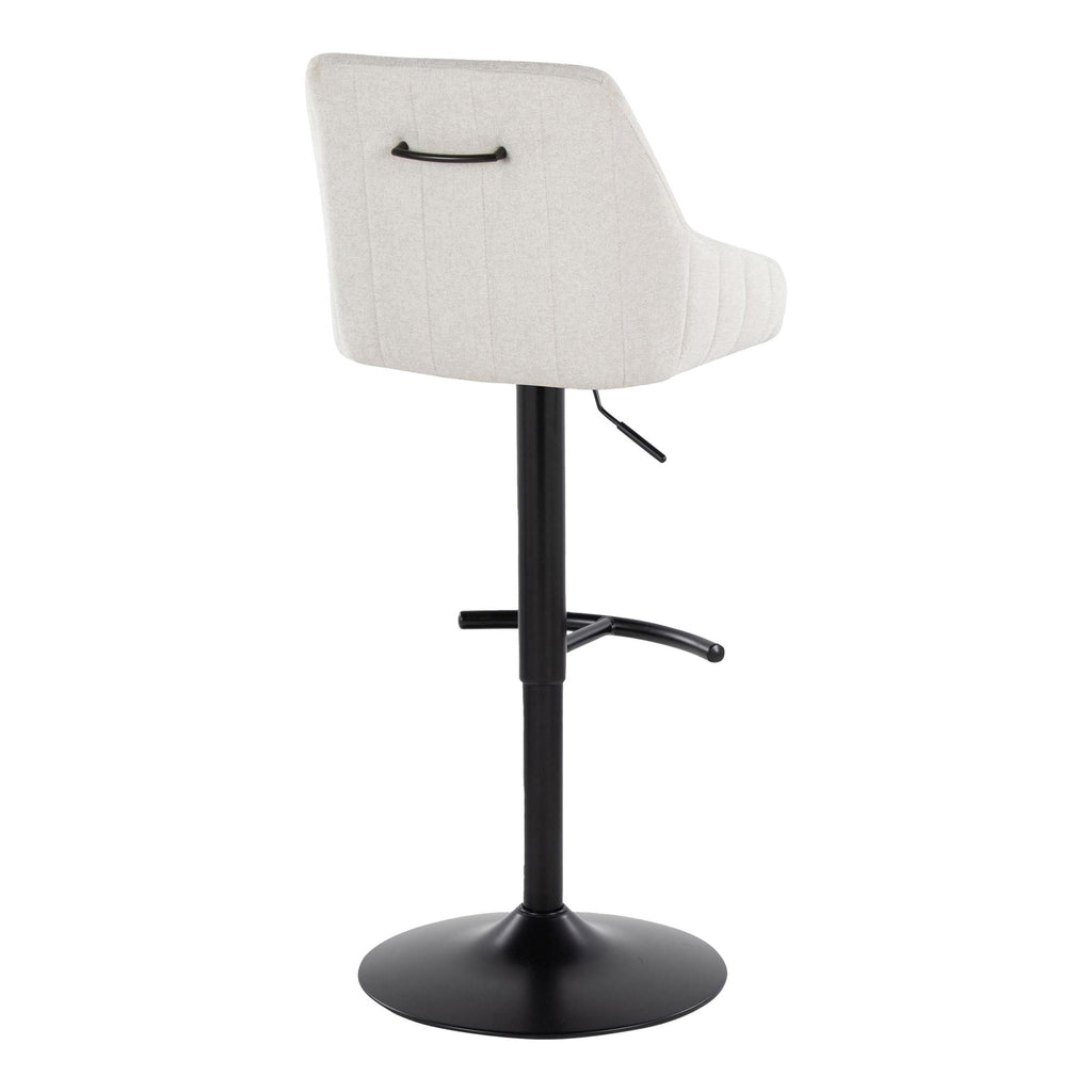 Hannah Adjustable Barstool - Set of 2 - Black Metal, Cream Fabric