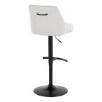 Hannah Adjustable Barstool - Set of 2 - Black Metal, Cream Fabric